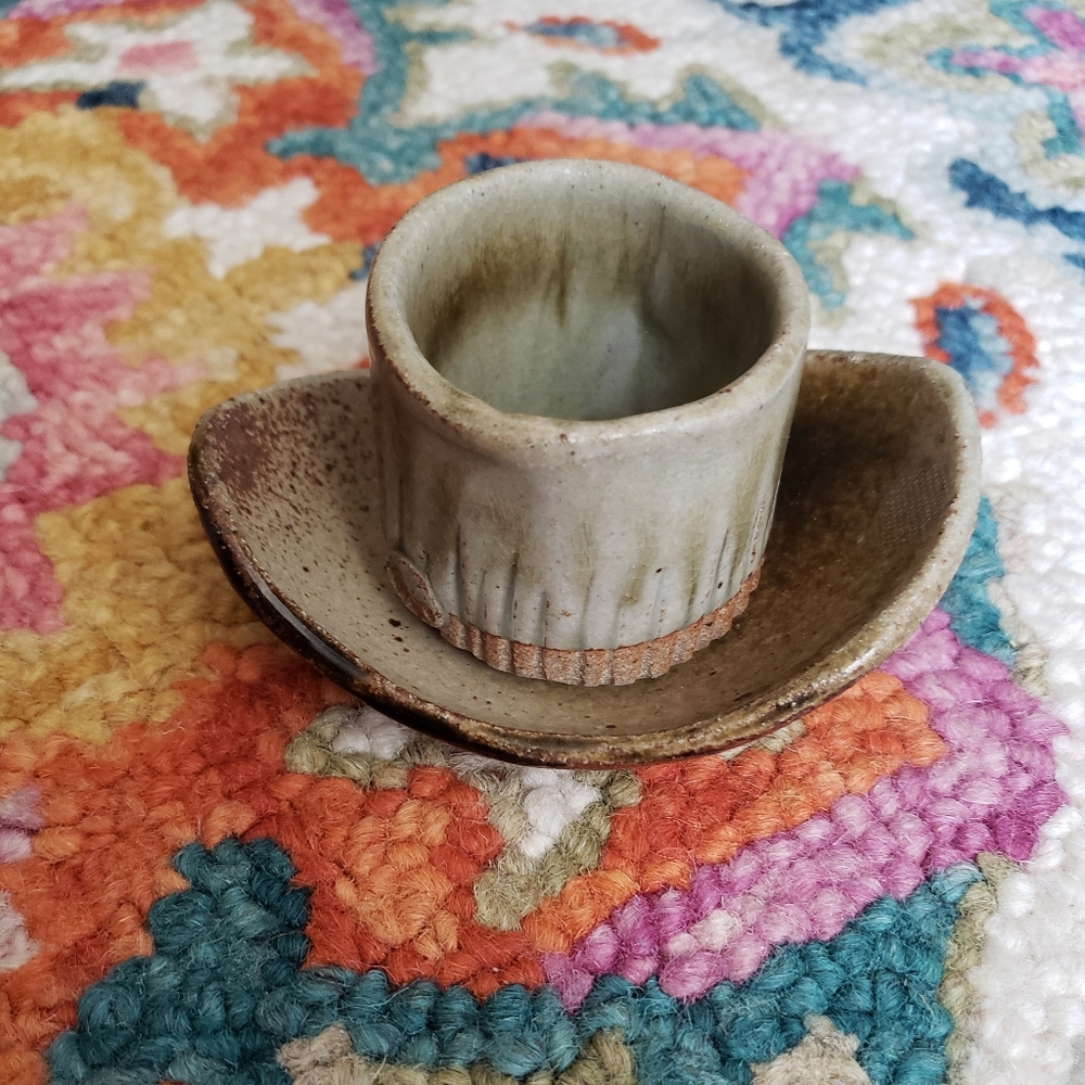 Vintage Pottery Espresso Cup and Saucer